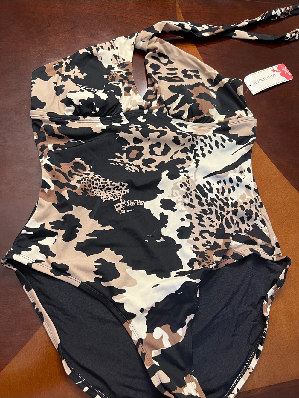 Tropical Escape Black One-Piece Swimsuit